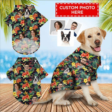 Joycorners Personalized Photos tropical plants All Over Printed 3D Dog Hawaiian shirt