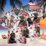 Joycorners Great Dane Dog United States Flag Hawaiian Flowers All Over Printed 3D Hawaiian Shirt