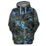 Joycorners Mysterious Blue Cat Faces All Over Printed 3D Shirts