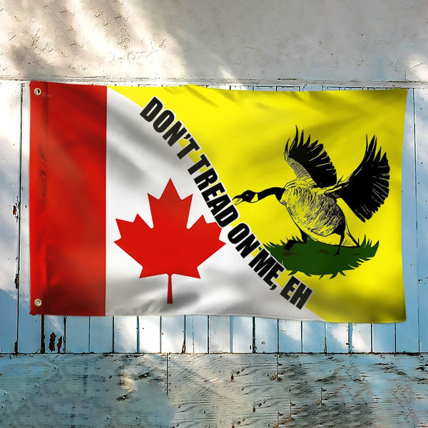 Joycorners Canadian Gadsden Flag, Don’t Tread On Me Eh Grommet Flag, Freedom Convoy 2022 Flag 3D All Over Printed