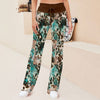 Joycorners Splashed Cyan Paint 3D Printed Wide Leg Long Pants