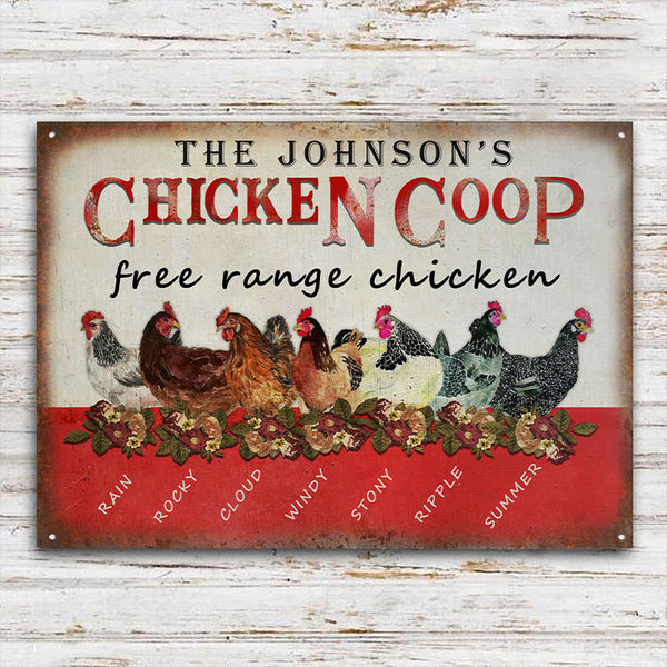Personalized Chicken Coop Free Range Chicken Customized Classic Metal Signs
