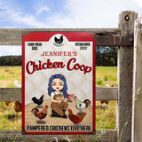 Pampered Chickens Live Here - Chicken Coop Decoration - Personalized Custom Classic Metal Signs