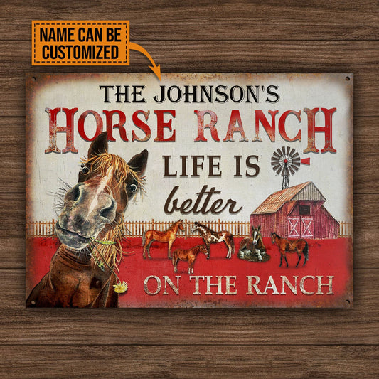 Joycorners Customized Name Horse Ranch Life Better All Printed 3D Metal Sign