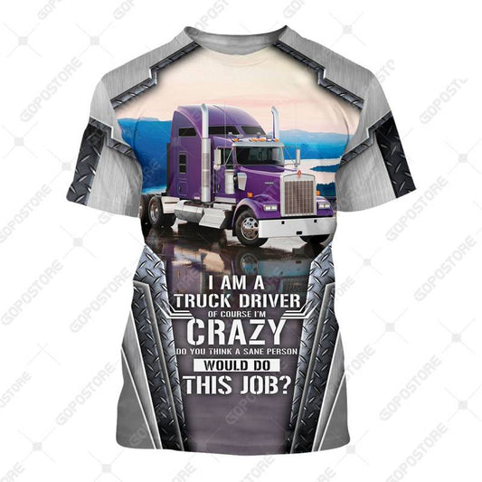 TRUCKER - Personalized Name 3D Purple Truck 02 All Over Printed Shirt