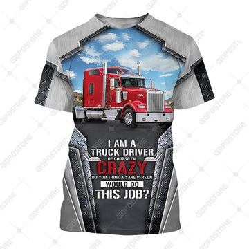 TRUCKER - Personalized Name 3D Red Truck 02 All Over Printed Shirt