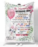 JoyCorner Personalized Printed Blanket Little Bunny With Pink Balloon - Mothers Day Gift