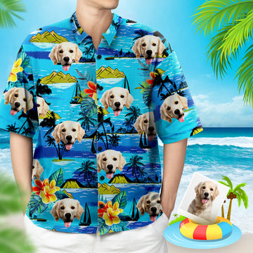 Joycorners Custom Photo Island In Middle Of Sea 2 All Over Printed 3D Hawaiian Shirt