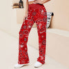 Joycorners Red Pattern 3D Printed Wide Leg Long Pants