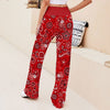 Joycorners Red Pattern 3D Printed Wide Leg Long Pants