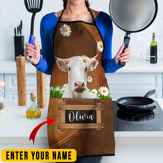 Joycorners Personalized Name Charolais Cattle All Over Printed 3D Apron