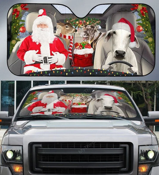 Joycorners Brahman Cattle Lovers Xmas Printed 3D Sun Shade