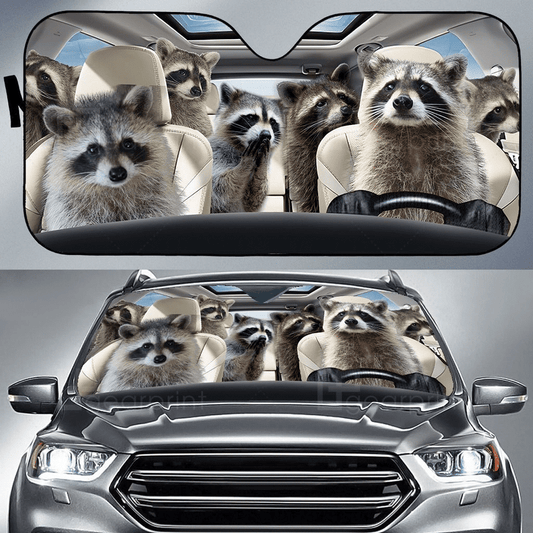 Joycorners Raccoon Family All Over Printed 3D Sun Shade