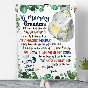 JoyCorner Personalized Printed Blanket Plants Little Elephant - Mothers Day Gift