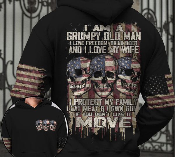 Joycorners I am A Grumpy Old man I love Freedom Drink Beer And My Wife All Over Printed 3D Shirts