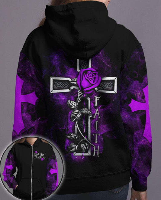 Joycorners Rose Cross Faith Purple All Over Printed 3D Shirts