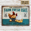 Personalized Chicken Farm Raised Laid Daily Turquoise Customized Classic Metal Signs