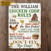 Personalized Chicken Coop Rules Customized Classic Metal Signs