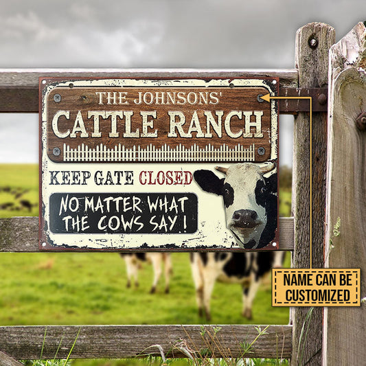 Joycorners Customized Name Dairy Farm Cattle Keep Gate Closed All Printed 3D Metal Sign