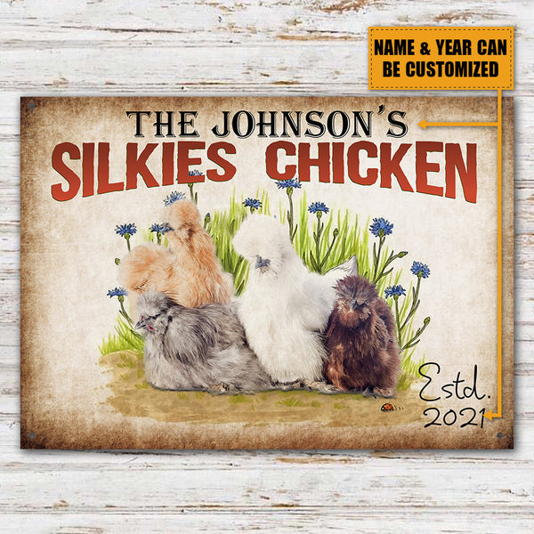 Personalized Chicken Metal Signs Silkies Chicken Customized Classic Metal Signs