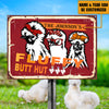 Personalized Chicken Metal Signs Fluffy Butt Hut Silkies Chicken Attention Customized Classic Metal Signs