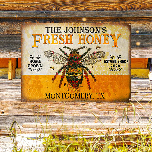 Personalized Honey Bee Fresh Customized Classic Metal Signs