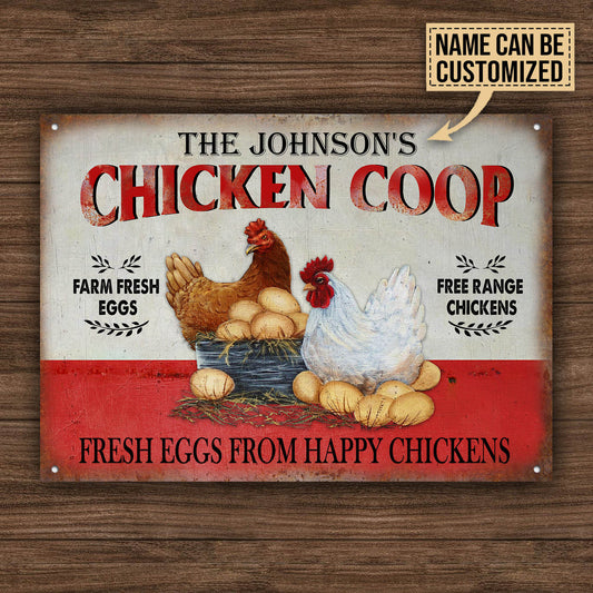 Joycorners Customized Name Chicken Coop Farm Fresh Eggs Free Range Chickens All Printed 3D Metal Sign