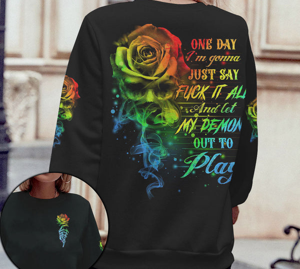 Joycorners Colorful Rose Let My Demons Out To Play All Over Printed 3D Shirts