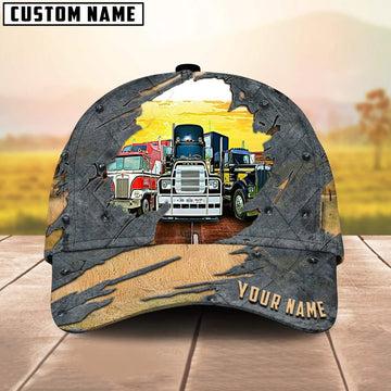 Joycorners Personalized Name Three Trucker Classic Cap 2023