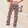 Joycorners Leopard Pattern Pink 3D Printed Wide Leg Long Pants