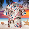 Joycorners Shih Tzu Dog United States Flag Hawaiian Flowers All Over Printed 3D Hawaiian Shirt