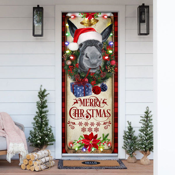 Joycorners  Farm Cattle Donkey Merry Christmas Door Cover