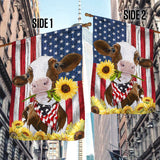 Joycorners Cow Flag Cattle Sunflower United States Flag 2 All Printed 3D Flag