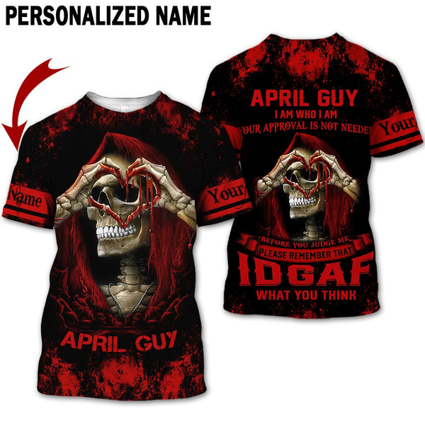 Joycorners Custom Name April Guy Praying Skeleton All Over Printed 3D Shirts