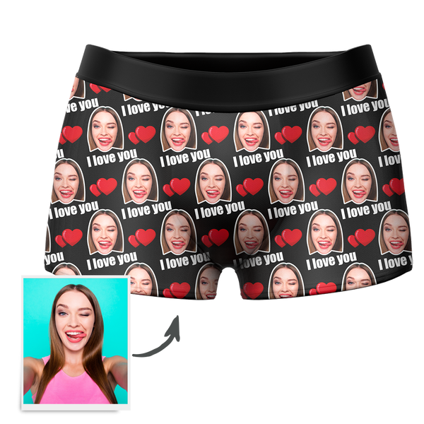 Joycorners Personalized Face I Love You Hearts All Over Printed 3D Man Boxer