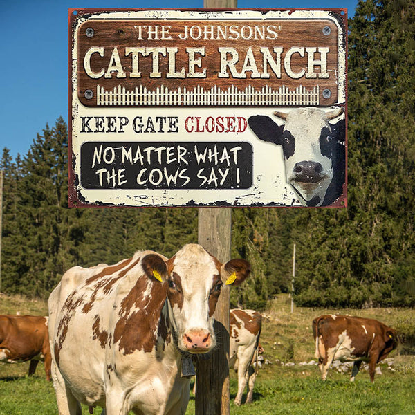 Dairy Farm Cattle Keep Gate Closed Custom Classic Metal Signs