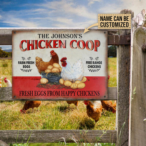 Personalized Chicken Fresh Eggs Free Range Customized Classic Metal Signs
