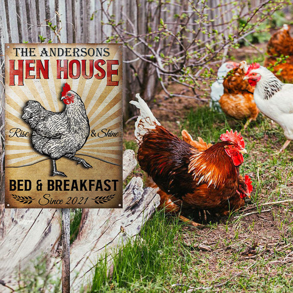Chicken Hen House Custom Classic Metal Signs, Chicken Decor, Farmhouse Decor