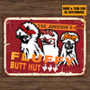 Personalized Chicken Metal Signs Fluffy Butt Hut Silkies Chicken Attention Customized Classic Metal Signs