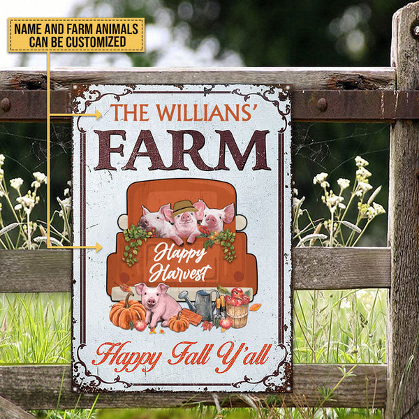 Autumn Farm Happy Harvest Happy Fall, Fall Season, Farmhouse, Outdoor Farm Decor, Custom Classic Metal Signs