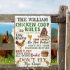 Personalized Chicken Coop Rules Customized Classic Metal Signs