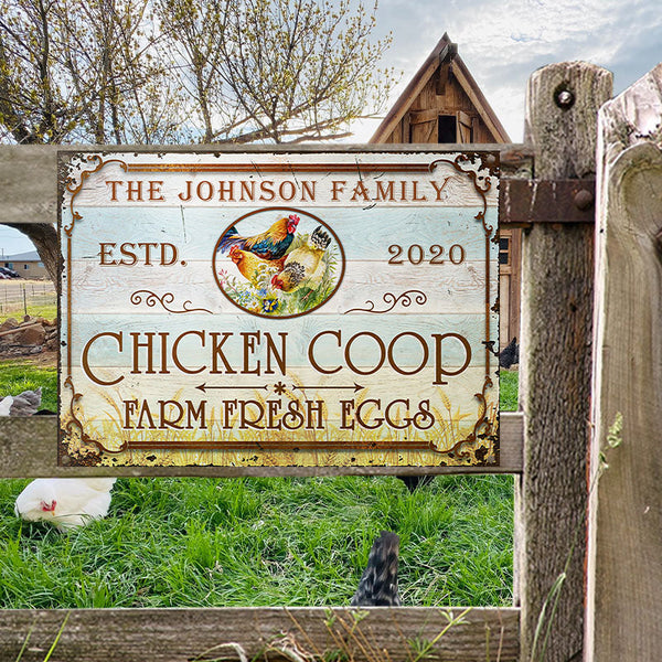 Farm Chicken Coop Fresh Eggs Custom Classic Metal Signs, Farm Sign, Chicken Coop, Farm Decor