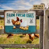 Personalized Chicken Farm Raised Laid Daily Turquoise Customized Classic Metal Signs