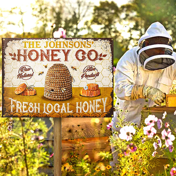 Personalized Bee Fresh Local Honey Raw Natural Customized Classic Metal Signs