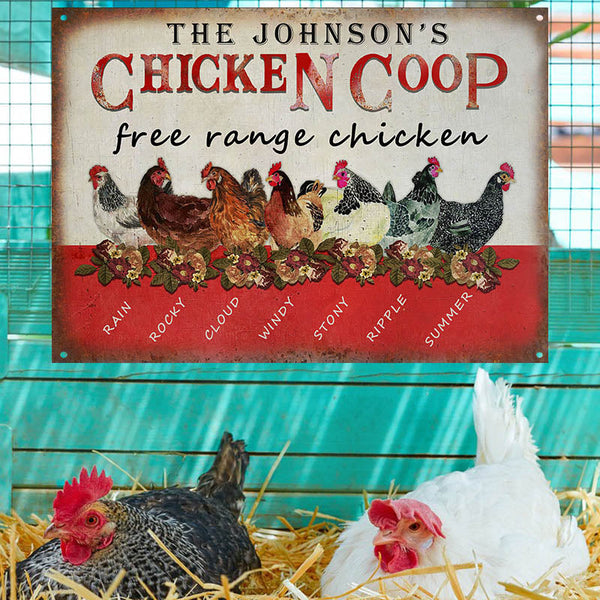 Personalized Chicken Coop Free Range Chicken Customized Classic Metal Signs
