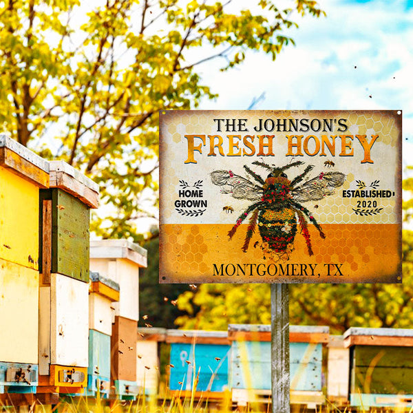 Personalized Honey Bee Fresh Customized Classic Metal Signs