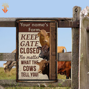 Joycorners Personalized Beefmaster cattle Welcome to our farm All Printed 3D Metal Sign
