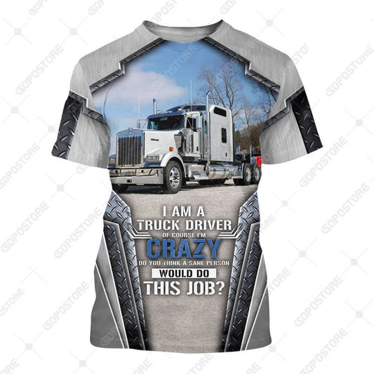 TRUCKER - Personalized Name 3D White Truck 02 All Over Printed Shirt