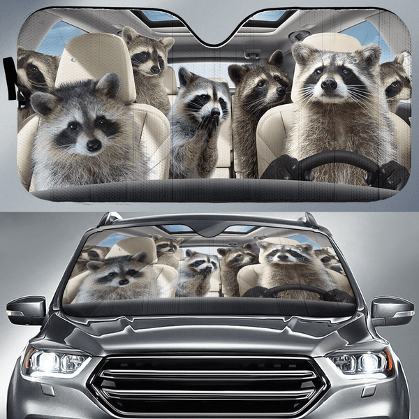 Joycorners Raccoon CAR All Over Printed 3D Sun Shade