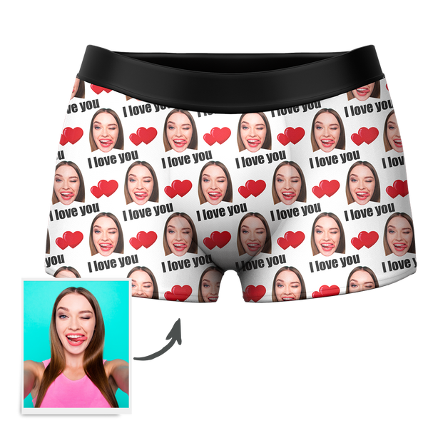 Joycorners Personalized Face I Love You Hearts All Over Printed 3D Man Boxer